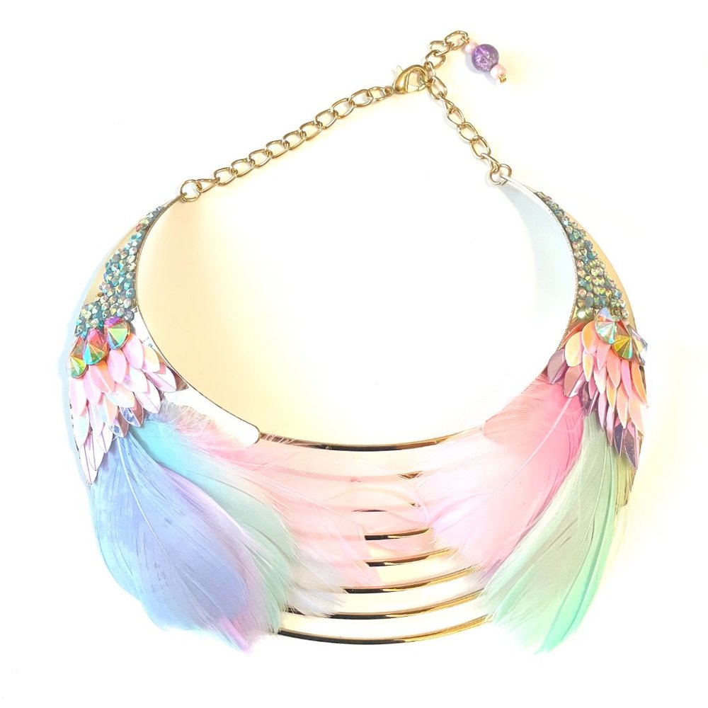 Gold Plated Choker Necklace with Crystals and Rhinestones by Patricia Adelson